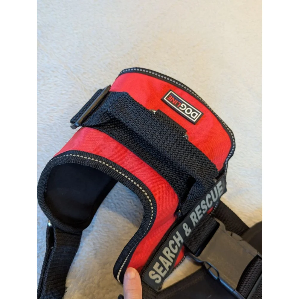 DOGLINE Red & Black Search & Rescue Dog Harness One Size Used Once